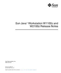 Sun Java Workstation W1100z and W2100z Release Notes