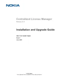 Centralized License Manager Release 21.6 Installation And