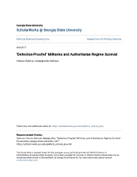 'Defection-Proofed' Militaries and Authoritarian Regime Survival