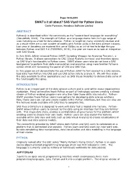 SWAT's It All About? SAS Viya for Python Users