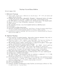 Syllabus for Topology General Exam