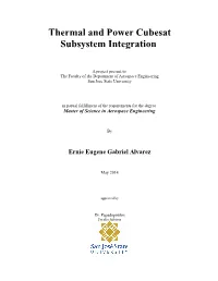 Thermal and Power Cubesat Subsystem Integration