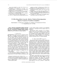 33-Ghz Monolithic Cascode Alinas/Gainas Heterojunction Bipolar Transistor Feedback Amplifier