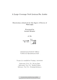 A Large Coverage Verb Lexicon for Arabic