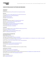 Computational Biology Software and Resources