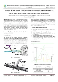 Design of Rack and Pinion Steering for All Terrain Vehicle