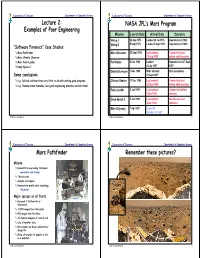 L02: Case Studies: the Mars Program