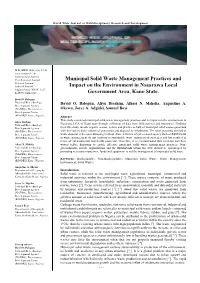 Municipal Solid Waste Management Practices and Impact on The