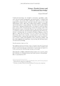 Science, Pseudo-Science and Traditional Knowledge†