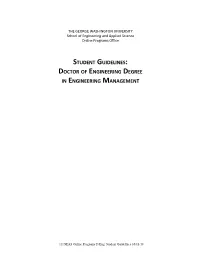 Student Guidelines: Doctor of Engineering Degree in Engineering Management