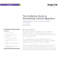 The Definitive Guide to Automating Content Migration Migrating Digital Content Without Scripting Or Consultants