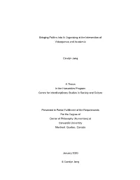 Bringing Politics Into It: Organizing at the Intersection of Videogames and Academia