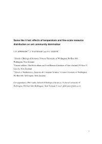 Effects of Temperature and Fine-Scale Resource Distribution on Ant Community Domination