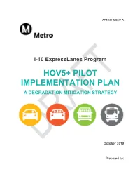 I-10 Expresslanes Program HOV5+ PILOT IMPLEMENTATION PLAN a DEGRADATION MITIGATION STRATEGY