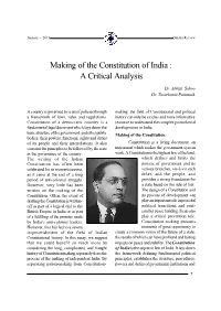 Making of the Constitution of India : a Critical Analysis