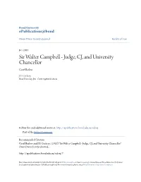 Sir Walter Campbell Â•' Judge, CJ, and University Chancellor