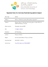 Squeeze Flow of a Carreau Fluid During Sphere Impact