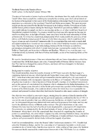 The British Partner in the Transfer of Power Ninth Lecture - by the Earl of Listowel 24 June 1980