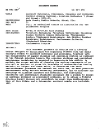 Aircraft Materials, Processes, Cleaning and Corrosion Control (Course Outline), Aviation Mechanics 1(Power and Frame): 9073.01