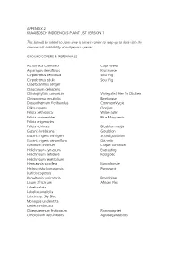 Appendix 2 Kraaibosch Indigenous Plant List Version 1