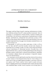 CYBERTEXT NARRATOLOGY Markku Eskelinen Introduction