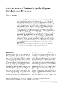 Diptera): Introduction and Syrphinae