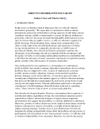 DIRECTLY-DELIBERATIVE POLYARCHY Joshua Cohen And