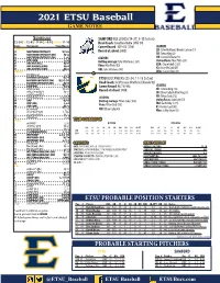 ETSU Game Notes