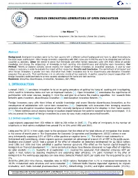 Foreign Innovators Generators of Open Innovation