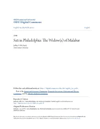 Sati in Philadelphia: the Widow(S)