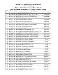 SL NO IIST Reg. No Course Reg. No. Candidate Name Centre 1