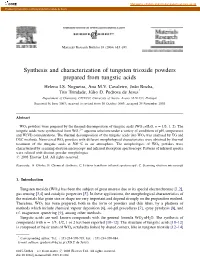 Synthesis and Characterization of Tungsten Trioxide Powders Prepared from Tungstic Acids Helena I.S