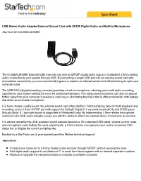 USB Stereo Audio Adapter External Sound Card with SPDIF Digital Audio and Built-In Microphone