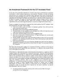 An Investment Framework for the ICT Incubator Fund