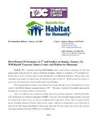 Brett Dennen Performance at 3Rd and Lindsey on Sunday, January 14, Will Benefit Tennessee Justice Center and Habitat for Humanity