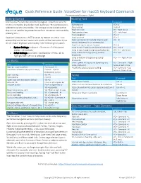 Deque Quick Reference Guide: Voiceover for Macos Keyboard