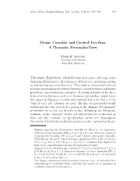 Divine Causality and Created Freedom: a Thomistic Personalist View