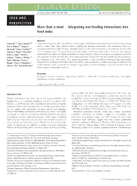 Integrating Non-Feeding Interactions Into Food Webs