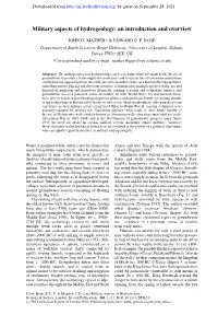 Military Aspects of Hydrogeology: an Introduction and Overview