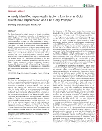 A Newly Identified Myomegalin Isoform Functions in Golgi Microtubule Organization and ER–Golgi Transport