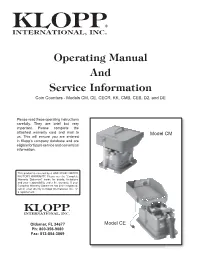 KLOPP Coin Counters Operating Manual