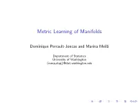 Metric Learning of Manifolds