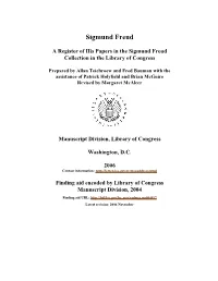 Papers of Sigmund Freud Span Dates: Ca