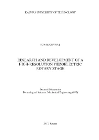 Research and Development of a High-Resolution Piezoelectric Rotary Stage