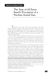 The Sum of All Fears: Israel's Perception of a Nuclear-Armed Iran