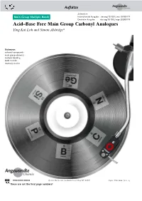 Acid–Base Free Main Group Carbonyl Analogues Ying Kai Loh and Simon Aldridge*
