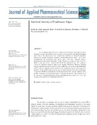 Antiviral Activity of Freshwater Algae Received On: 03-01-2012 Revised On: 09-01-2012 Accepted On: 13-01-2012