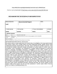 MECHANISM for the REVIEW of IMPLEMENTATION Governmental