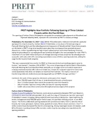 PREIT Highlights New Portfolio Following Opening of Three