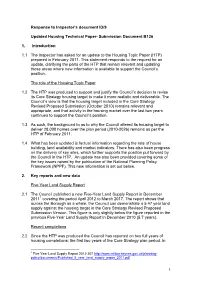 1 Response to Inspector's Document ID/9 Updated Housing Technical Paper- Submission Document B126 1. Introduction 1.1 the In